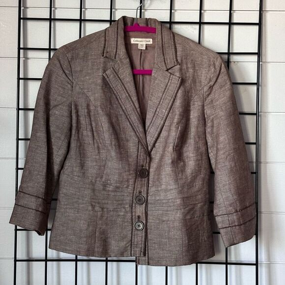 Coldwater Creek Jackets & Blazers - Coldwater Creek Linen Blend Blazer Womens 4 Brown Business Casual